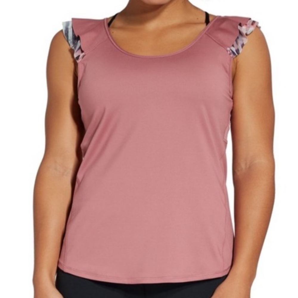 Calia By Carrie Underwood Pink Ruffle Sleeve Tank Large Athletic